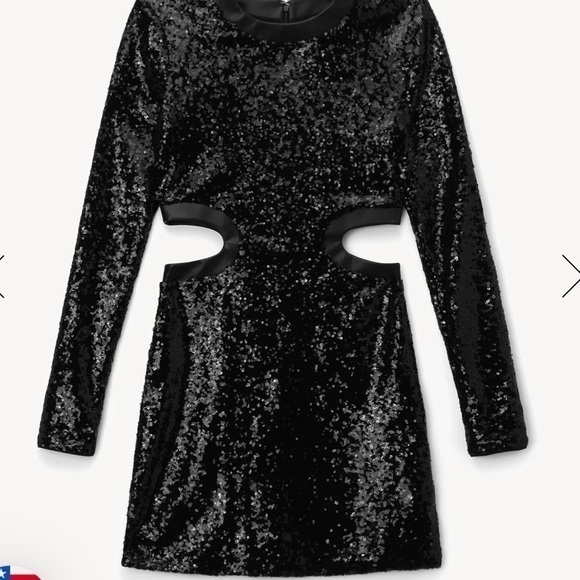 Staud LONG SLEEVE MINI DOLCE DRESS BLACK SEQUINS - Picture 2 of 6